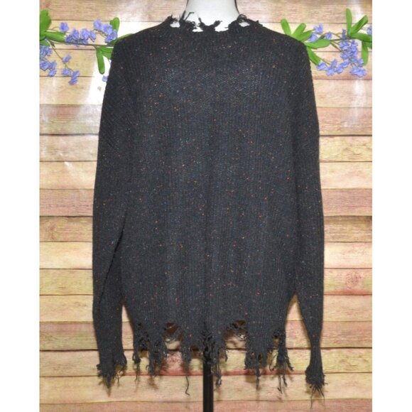 Ninexis Ladies Black Speckled Distressed Sweater Size S Witchy Whimsey Goth - Picture 8 of 12